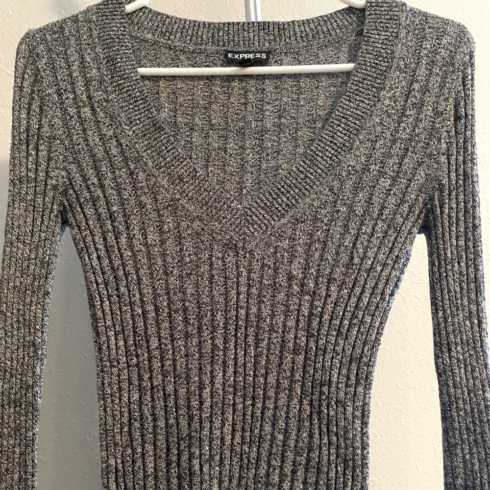 Express v neck gray sweater size small